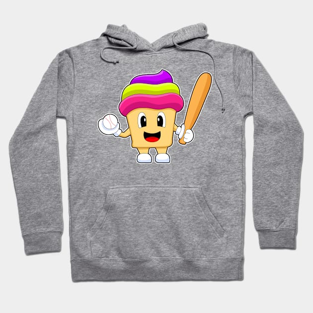 Cupcake Baseball Baseball bat Hoodie by Markus Schnabel